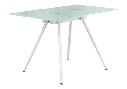 Computer Desk, Home Office, Laptop, 48"l, Work, White Metal, Tempered Glass, Contemporary, Modern