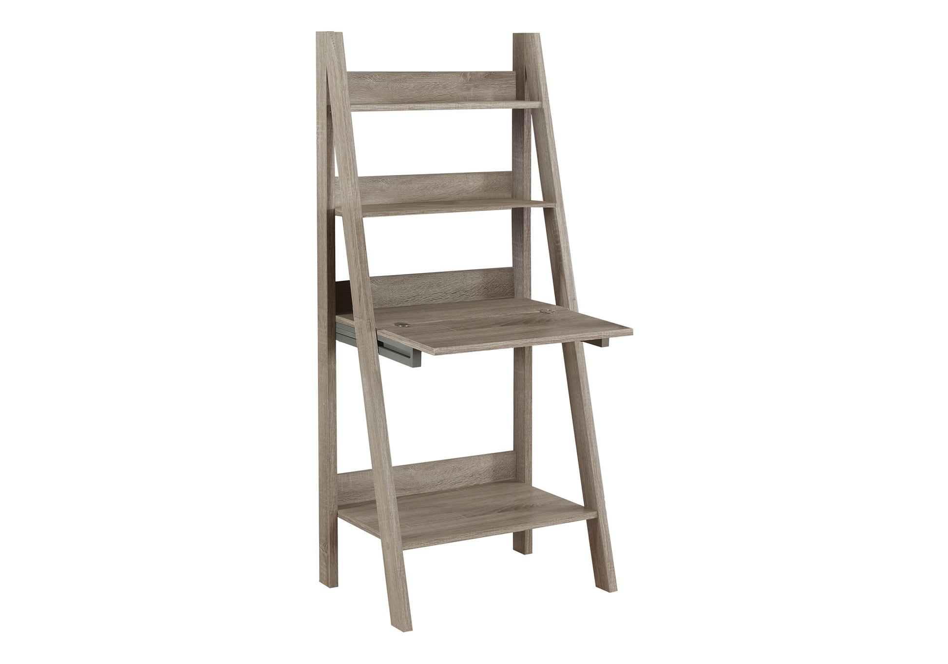 61" Beige Brown Computer Desk with Storage Shelves