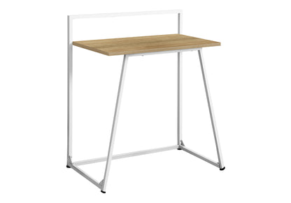 Computer Desk, Home Office, Laptop, 30"l, Work, Natural Laminate, White Metal, Contemporary, Modern