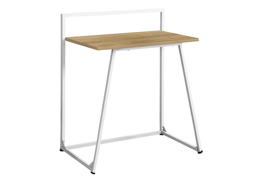 Computer Desk, Home Office, Laptop, 30"l, Work, Natural Laminate, White Metal, Contemporary, Modern