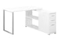 Computer Desk, Home Office, Corner, Left, Right Set-up, Storage Drawers, L Shape, Work, Laptop, White Laminate, Grey Metal, Contemporary, Modern