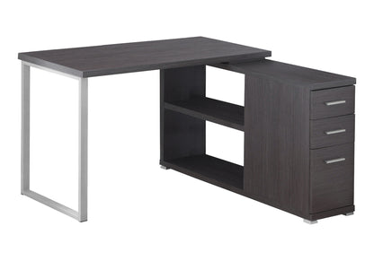 Computer Desk, Home Office, Corner, Left, Right Set-up, Storage Drawers, L Shape, Work, Laptop, Grey Laminate, Metal, Contemporary, Modern