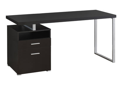 Computer Desk, Home Office, Laptop, Left, Right Set-up, Storage Drawers, 60"l, Work, Brown Laminate, Grey Metal, Contemporary, Modern
