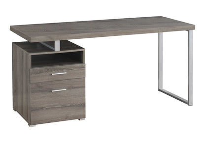 Computer Desk, Home Office, Laptop, Left, Right Set-up, Storage Drawers, 60"l, Work, Brown Laminate, Grey Metal, Contemporary, Modern