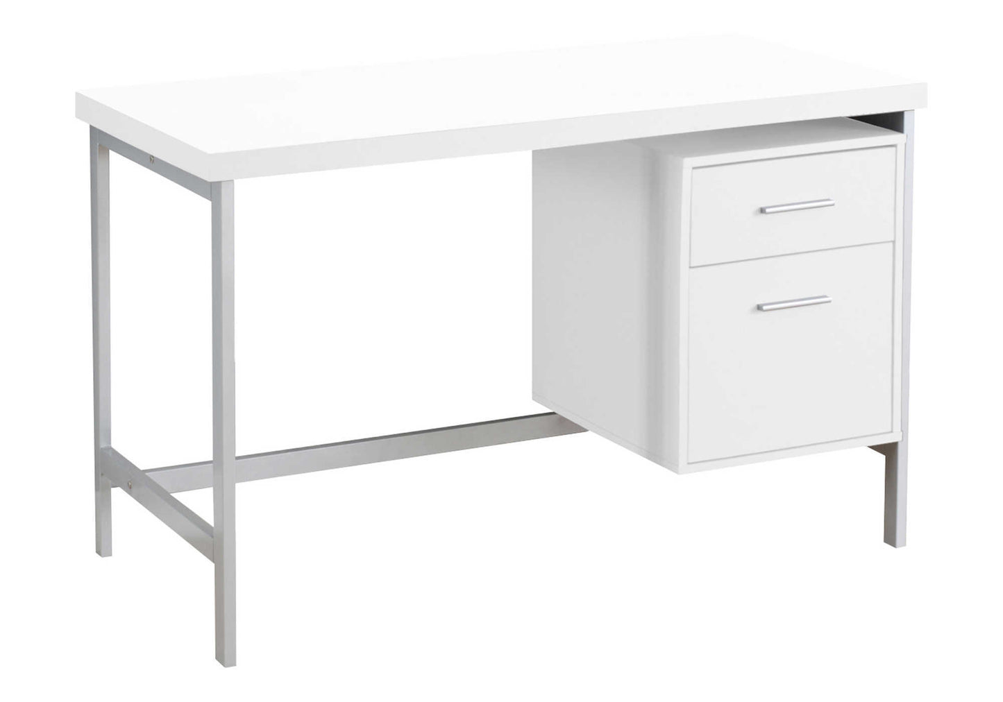 Computer Desk, Home Office, Laptop, Left, Right Set-up, Storage Drawers, 48"l, Work, White Laminate, Grey Metal, Contemporary, Modern