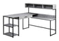 Computer Desk, Home Office, Corner, Storage Drawers, L Shape, Work, Laptop, Grey Laminate, Black Metal, Contemporary, Modern