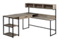 Computer Desk, Home Office, Corner, Storage Drawers, L Shape, Work, Laptop, Brown Laminate, Black Metal, Contemporary, Modern