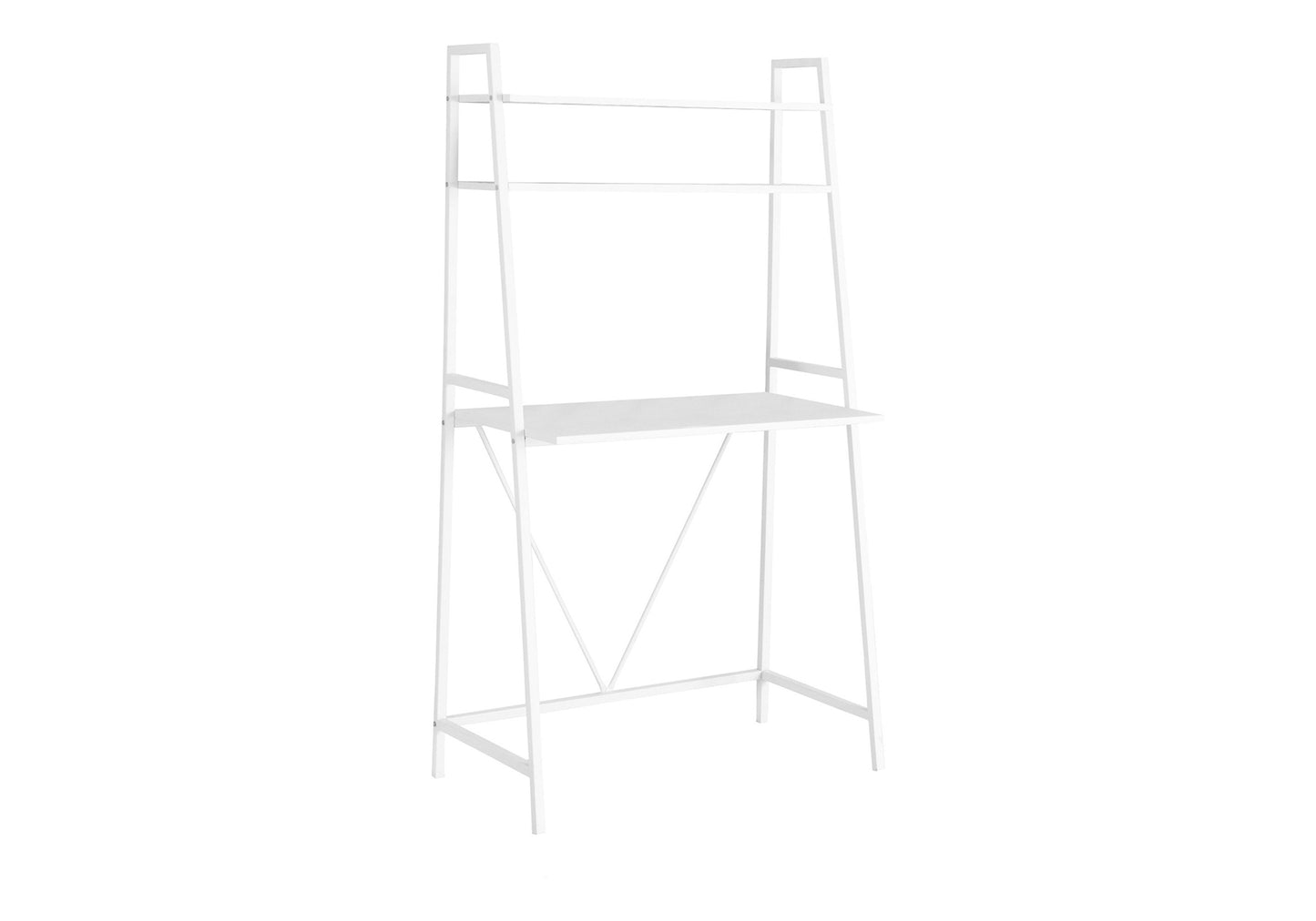 Computer Desk, Home Office, Laptop, Leaning, Storage Shelves, Work, White Laminate, White Laminate, Contemporary, Modern