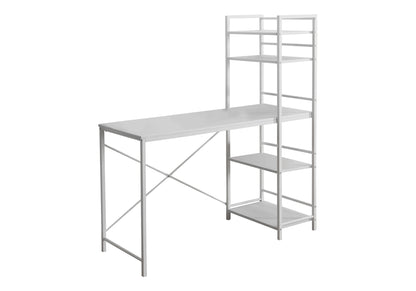 Computer Desk, Home Office, Laptop, Storage Shelves, 48"l, Work, White Laminate, White Laminate, Contemporary, Modern