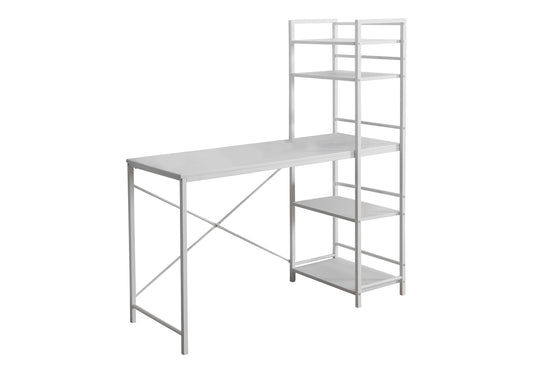 Computer Desk, Home Office, Laptop, Storage Shelves, 48"l, Work, White Laminate, White Laminate, Contemporary, Modern