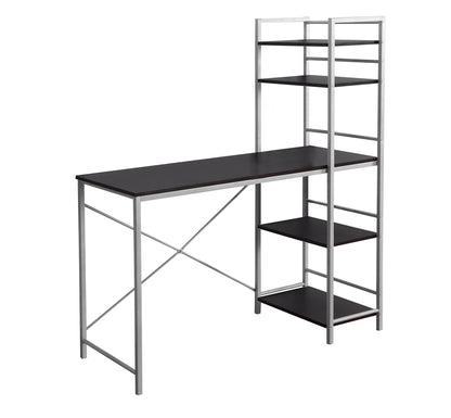 Computer Desk, Home Office, Laptop, Storage Shelves, 48"l, Work, Brown Laminate, Grey Metal, Contemporary, Modern