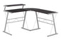 Computer Desk, Home Office, Corner, L Shape, Work, Laptop, Brown Laminate, Grey Metal, Contemporary, Modern
