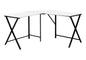 Computer Desk, Home Office, Corner, 55"l, L Shape, Work, Laptop, White Laminate, Black Metal, Contemporary, Modern
