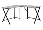 Computer Desk, Home Office, Corner, 55"l, L Shape, Work, Laptop, Grey Laminate, Black Metal, Contemporary, Modern