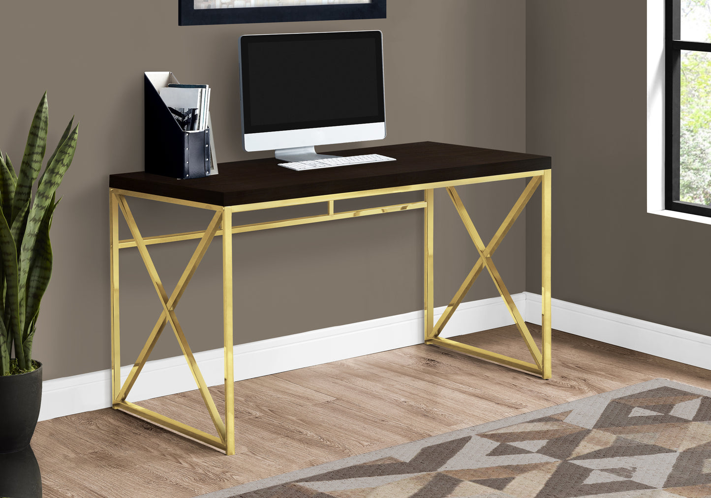 47 Inch Espresso Laptop Desk - Modern Office Table