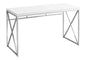 Computer Desk, Home Office, Laptop, Work, Glossy White Laminate, Chrome Metal, Contemporary, Modern