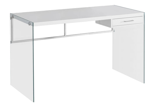48 Inch White Computer Desk with Storage Drawer for Home Office