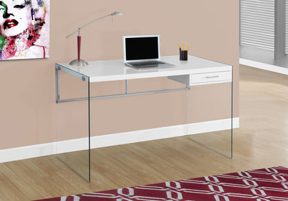 48 Inch White Computer Desk with Storage Drawer for Home Office