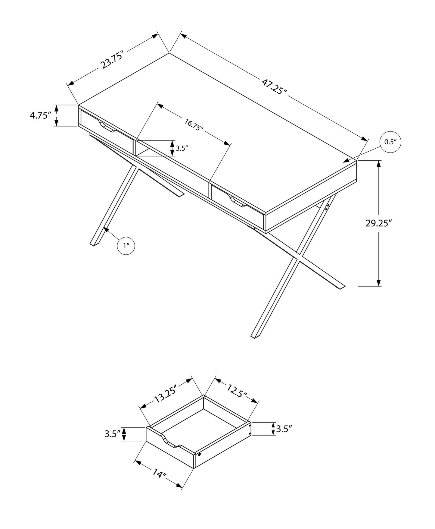 Espresso Home Office Desk - 48" L Storage Laptop Desk