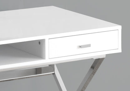 47 Inch White Computer Desk with Storage Drawers for Home Office