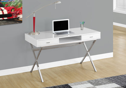 47 Inch White Computer Desk with Storage Drawers for Home Office
