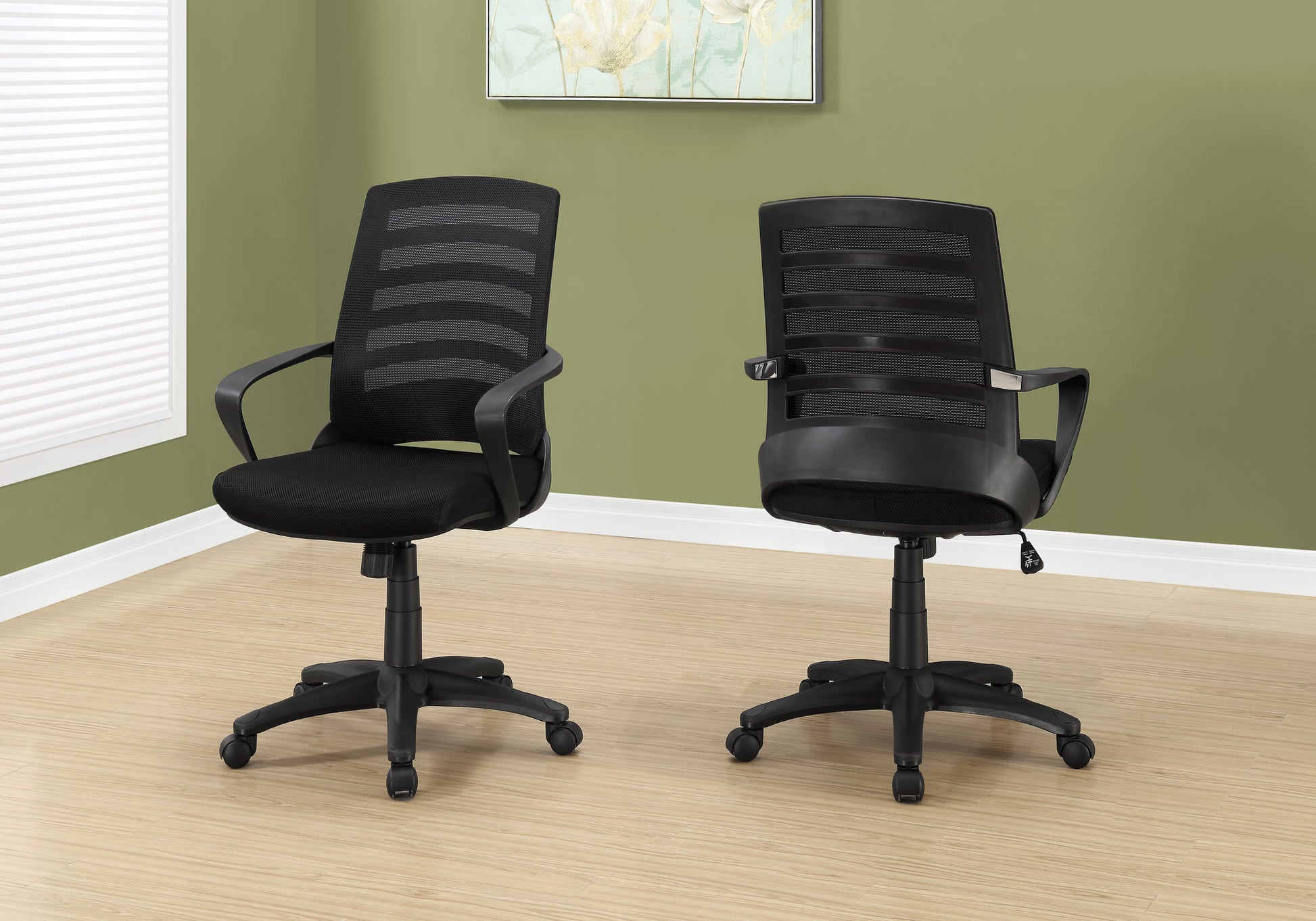 Office Chair, Adjustable Height, Swivel, Ergonomic, Armrests, Computer Desk, Work, Black Mesh, Black Metal, Contemporary, Modern
