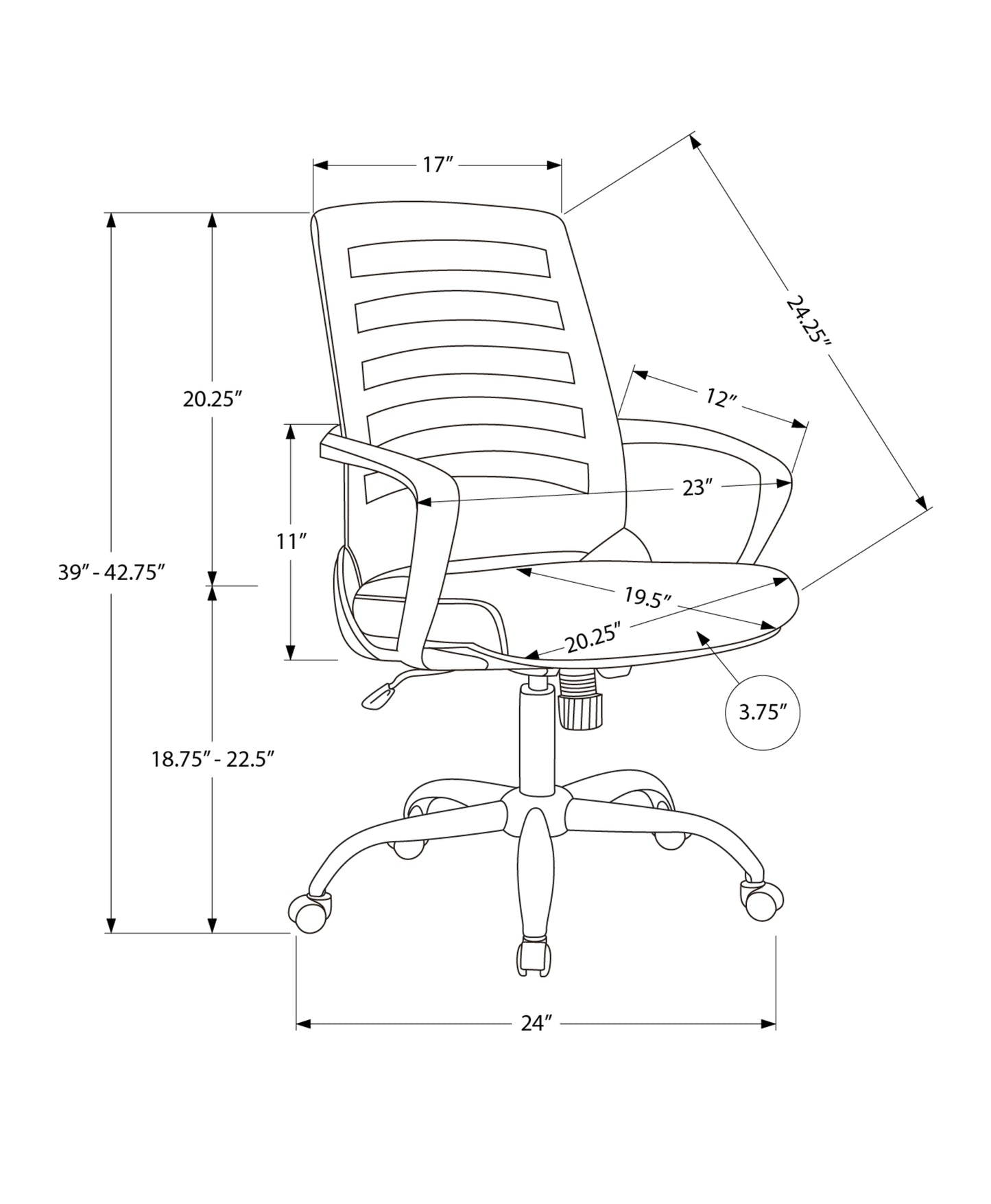White Adjustable Office Chair with Mesh Seat