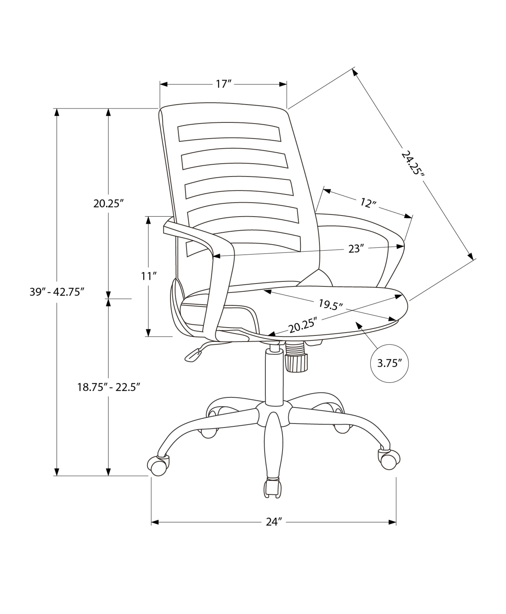 White Adjustable Office Chair with Mesh Seat