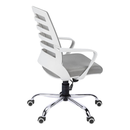 White Adjustable Office Chair with Mesh Seat
