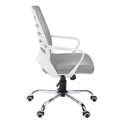 White Adjustable Office Chair with Mesh Seat
