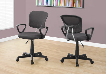 Office Chair, Adjustable Height, Swivel, Ergonomic, Armrests, Computer Desk, Work, Juvenile, Grey Mesh, Black Metal, Contemporary, Modern