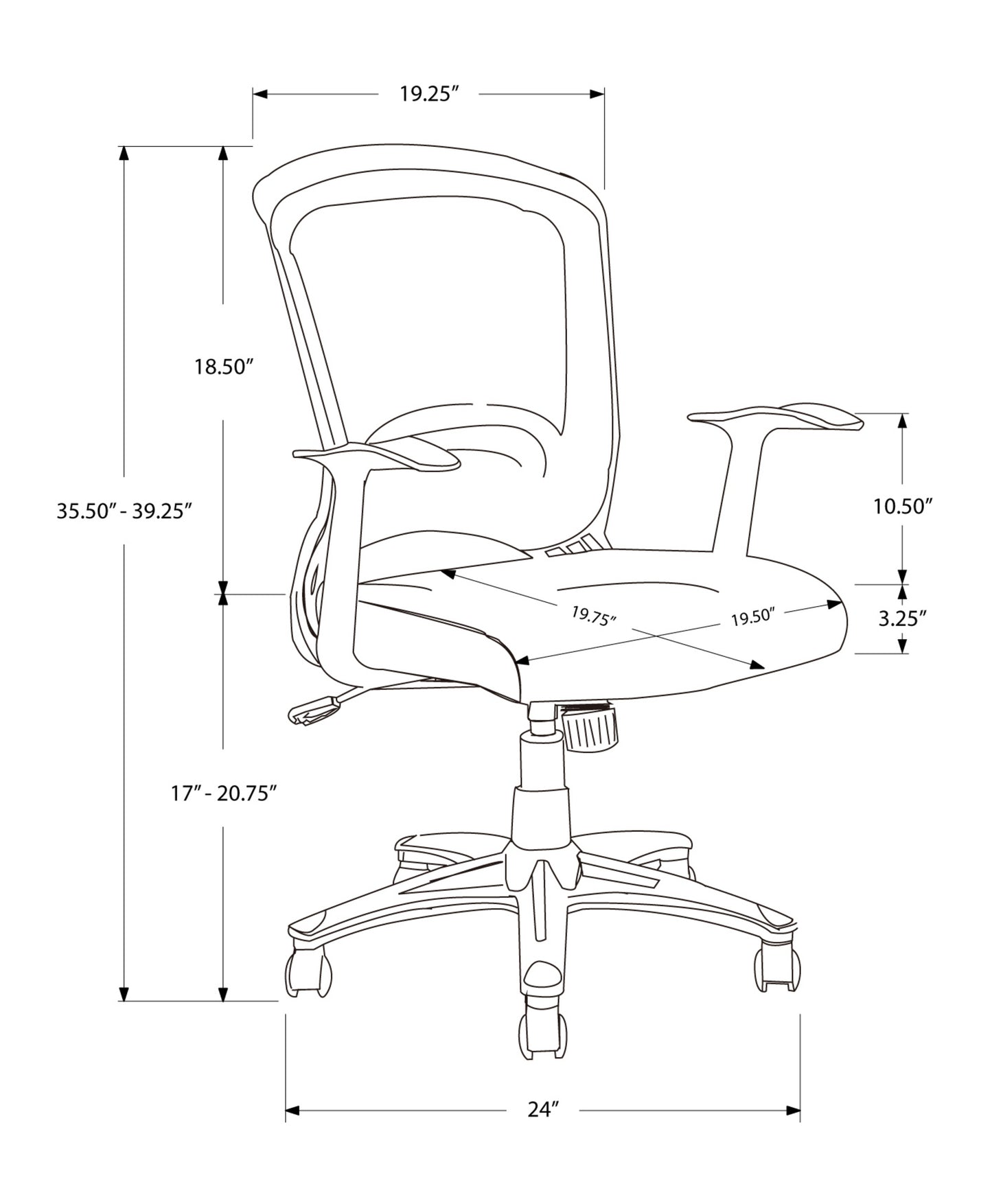 Adjustable Office Chair - Black Mesh, Ergonomic Workstation