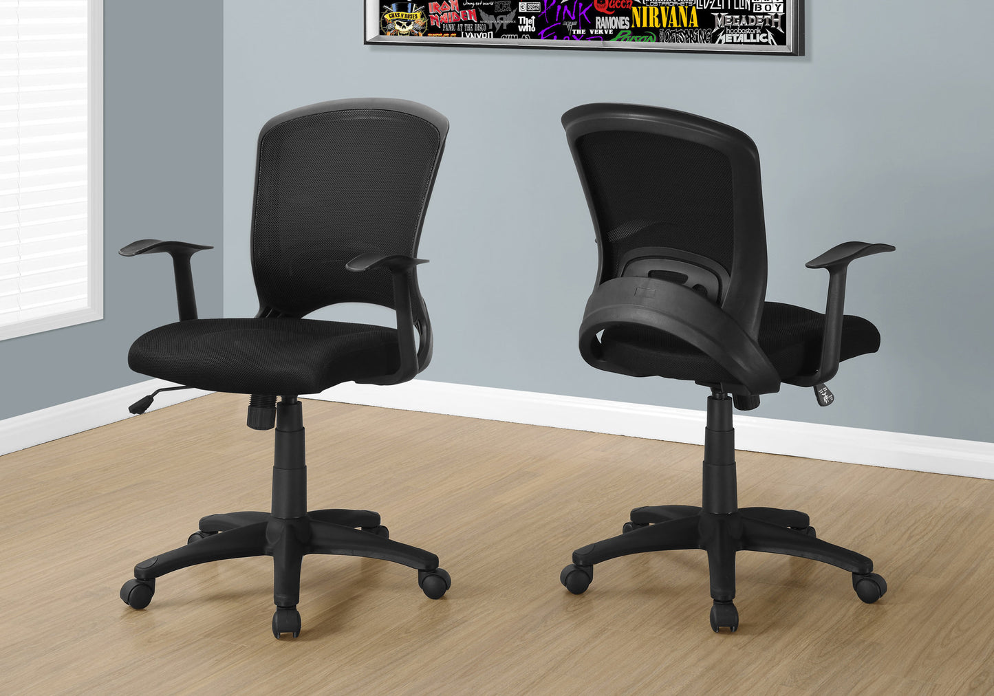 Adjustable Office Chair - Black Mesh, Ergonomic Workstation