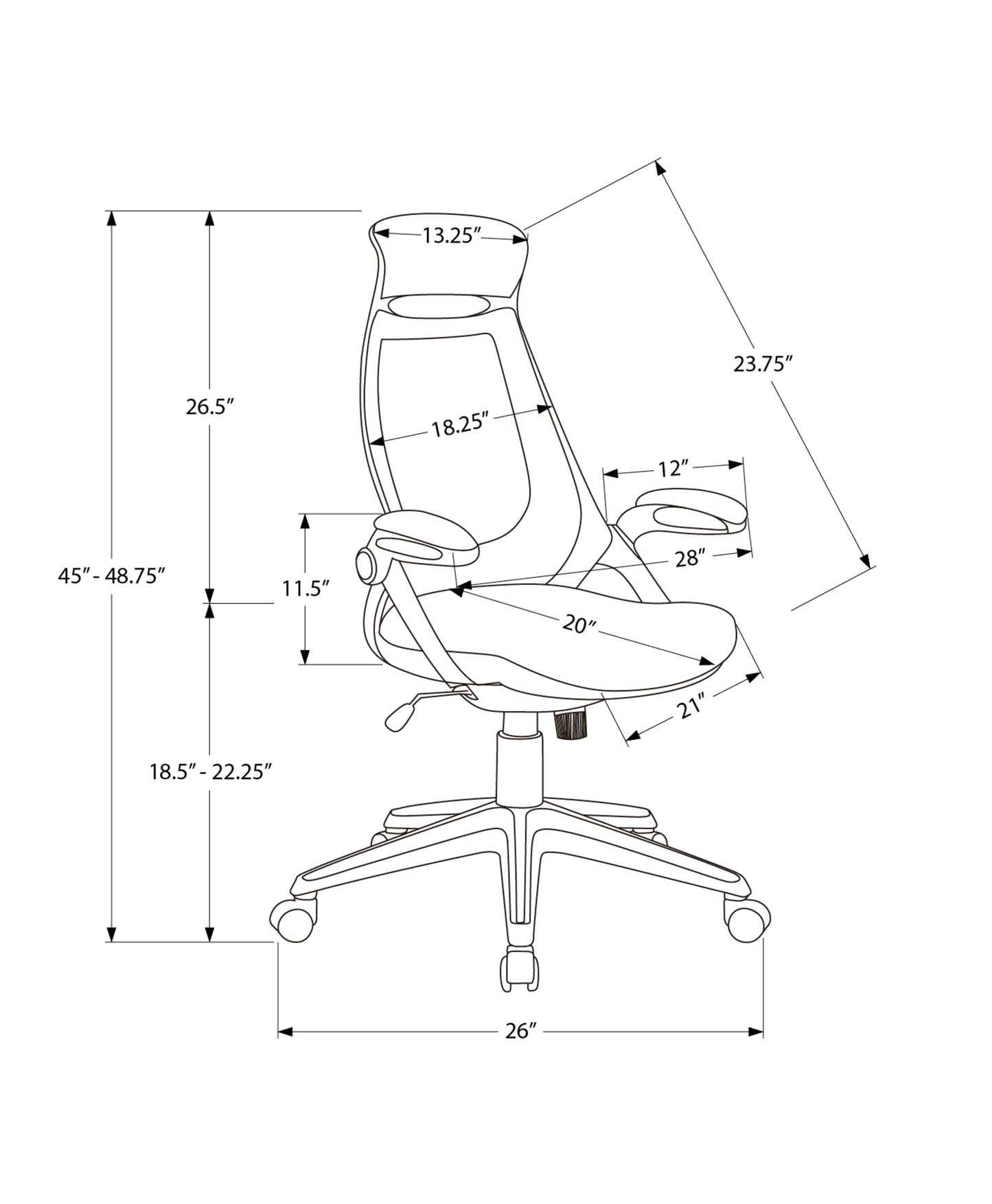 Adjustable Office Chair - Black Faux Leather, Ergonomic Swivel Desk Chair