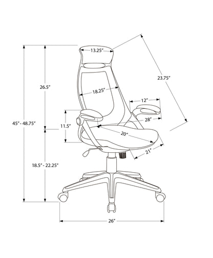 Adjustable Office Chair - Black Faux Leather, Ergonomic Swivel Desk Chair