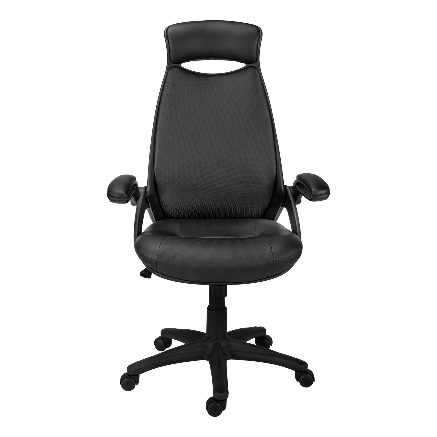Adjustable Office Chair - Black Faux Leather, Ergonomic Swivel Desk Chair