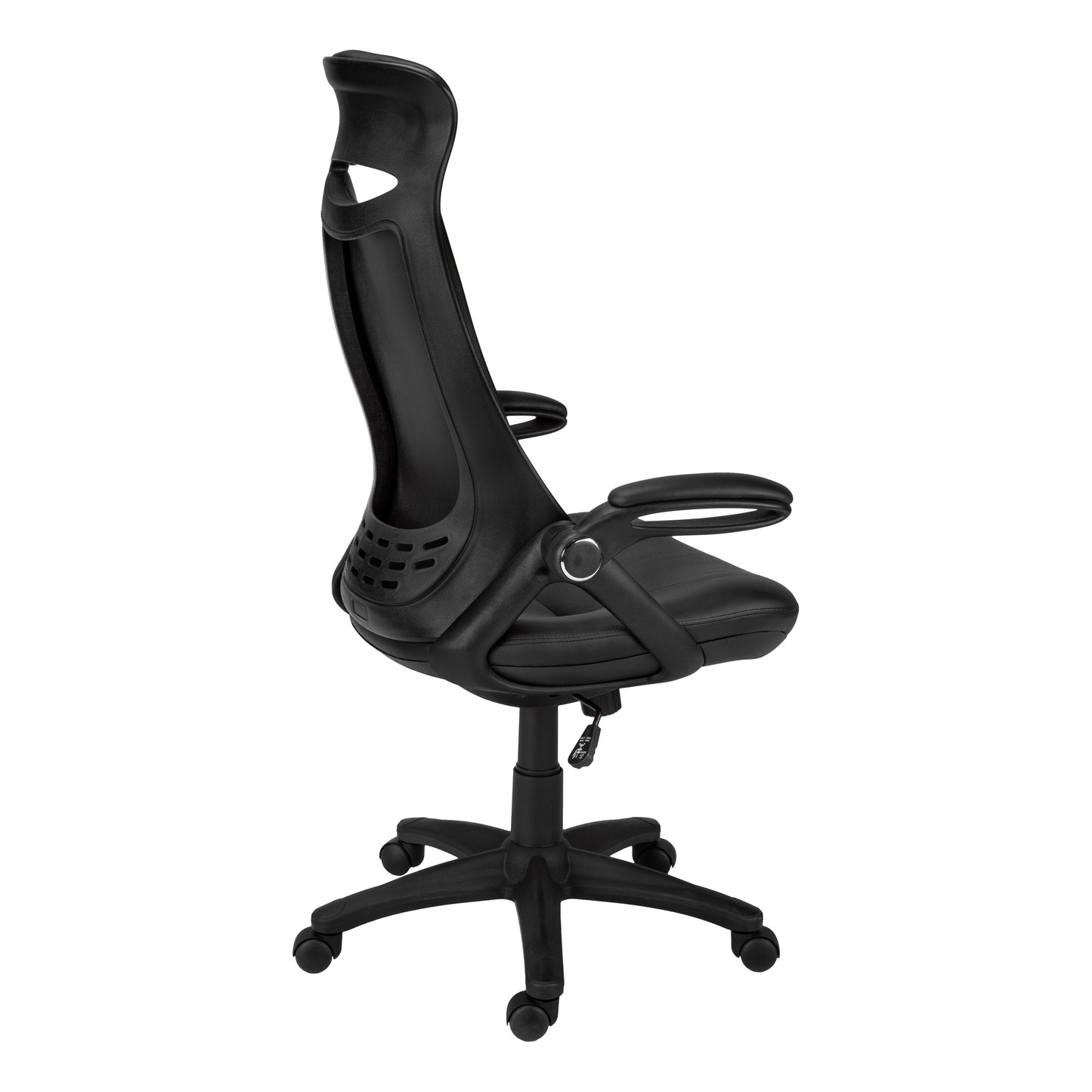 Adjustable Office Chair - Black Faux Leather, Ergonomic Swivel Desk Chair