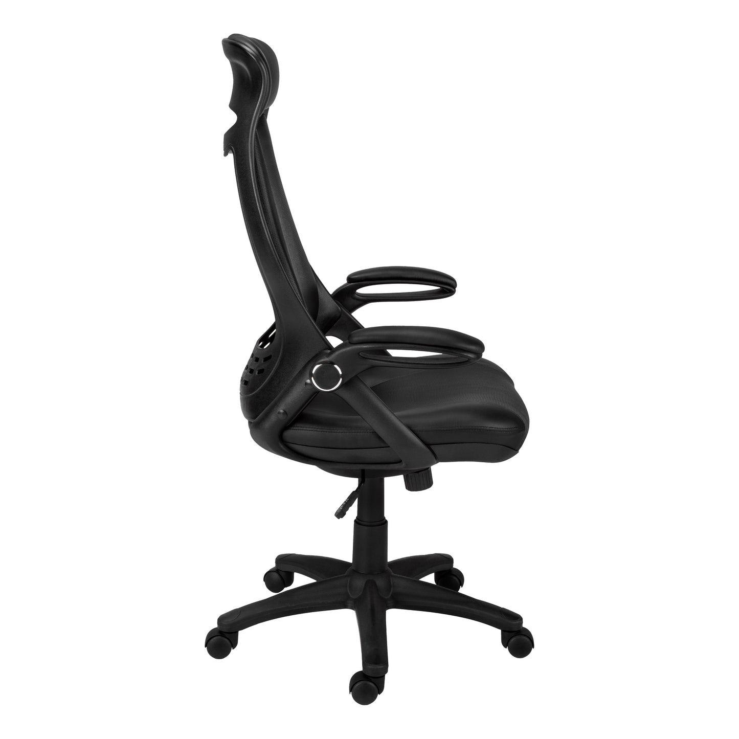 Adjustable Office Chair - Black Faux Leather, Ergonomic Swivel Desk Chair
