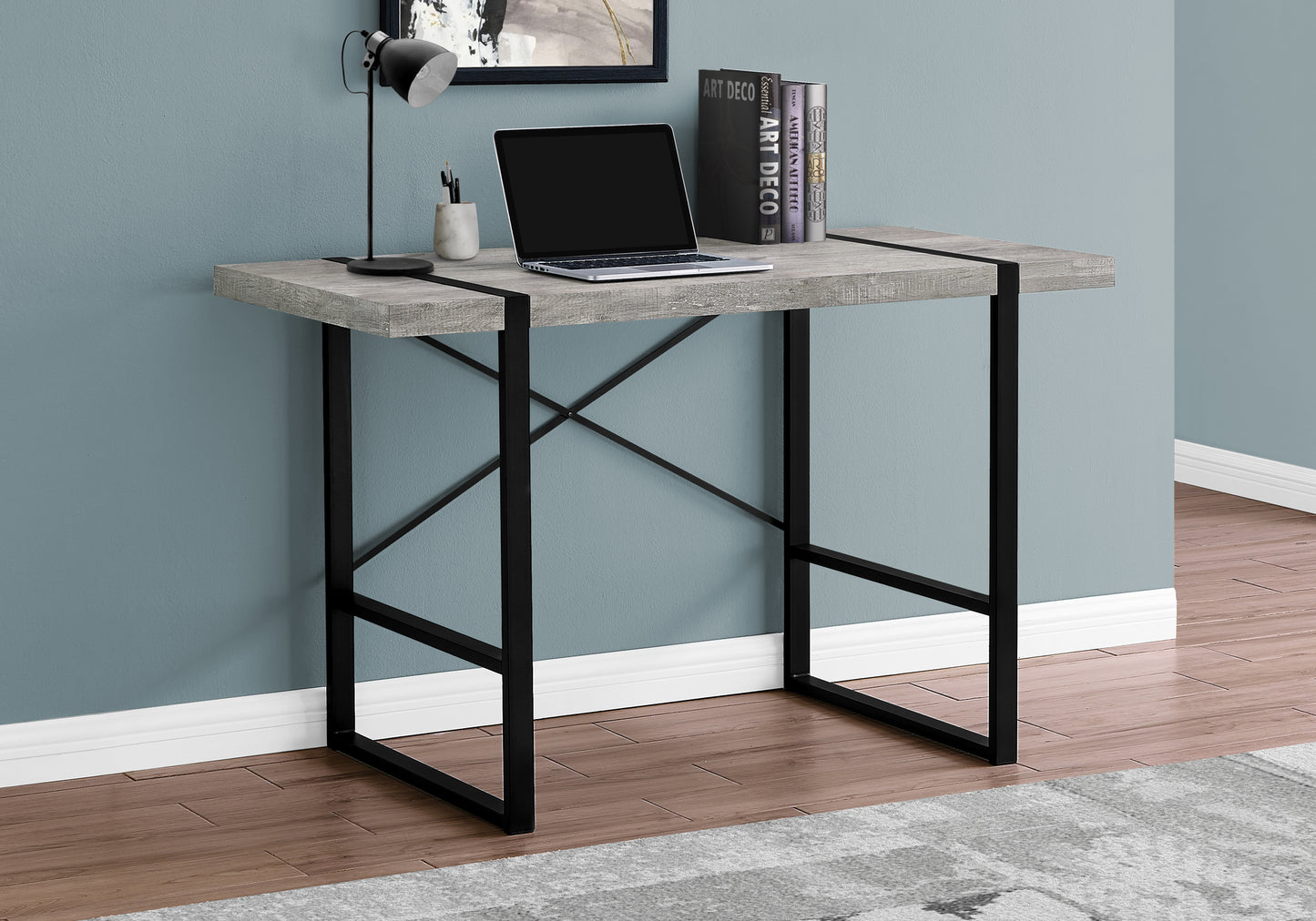Grey Industrial Computer Desk - 49" L Workstation for Home Office