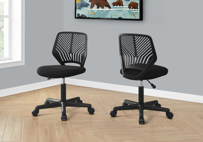 Office Chair, Adjustable Height, Swivel, Ergonomic, Computer Desk, Work, Juvenile, Black Mesh, Black Metal, Contemporary, Modern