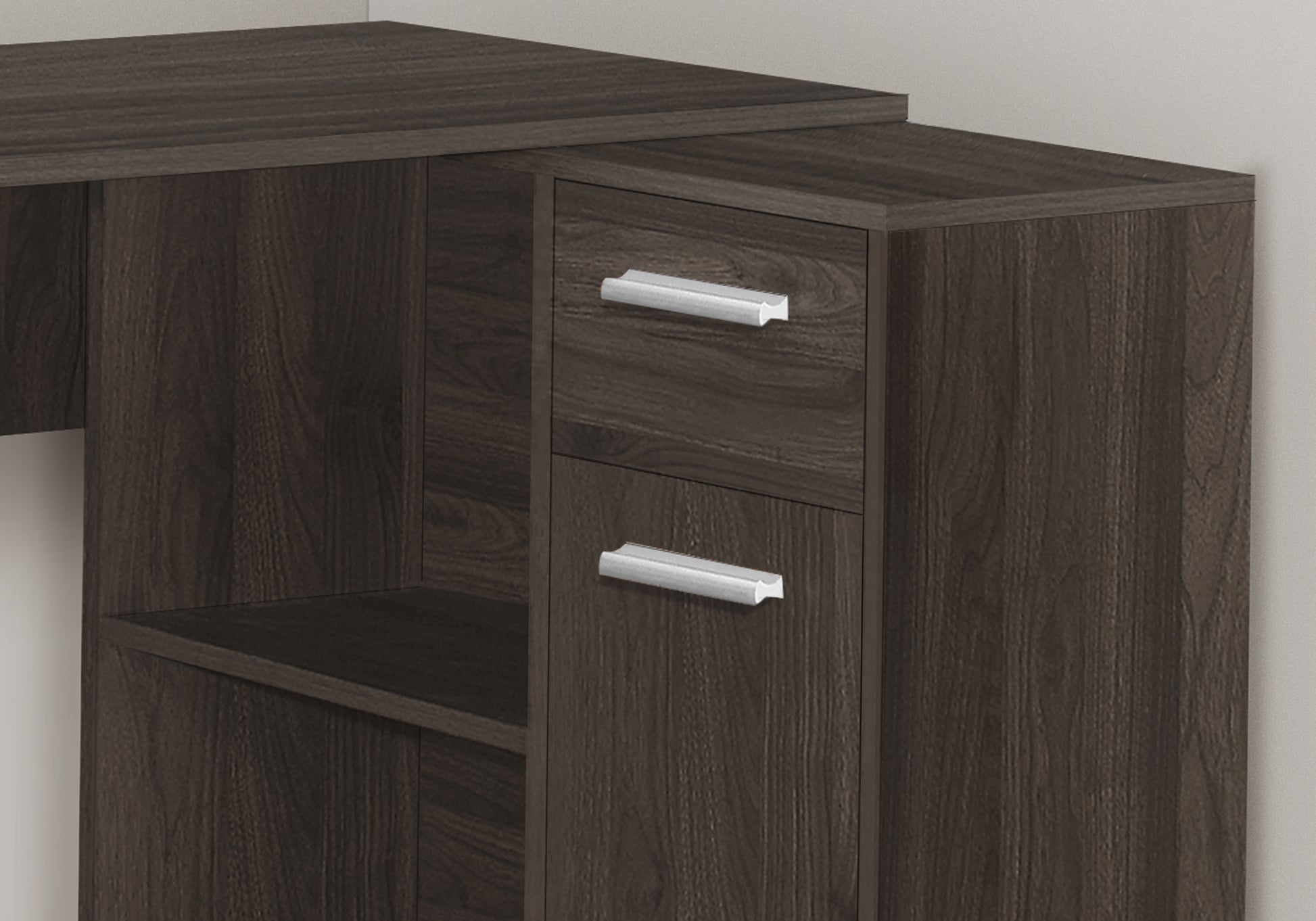 L-Shaped Corner Desk with Storage Drawers, 46" Oak for Home Office