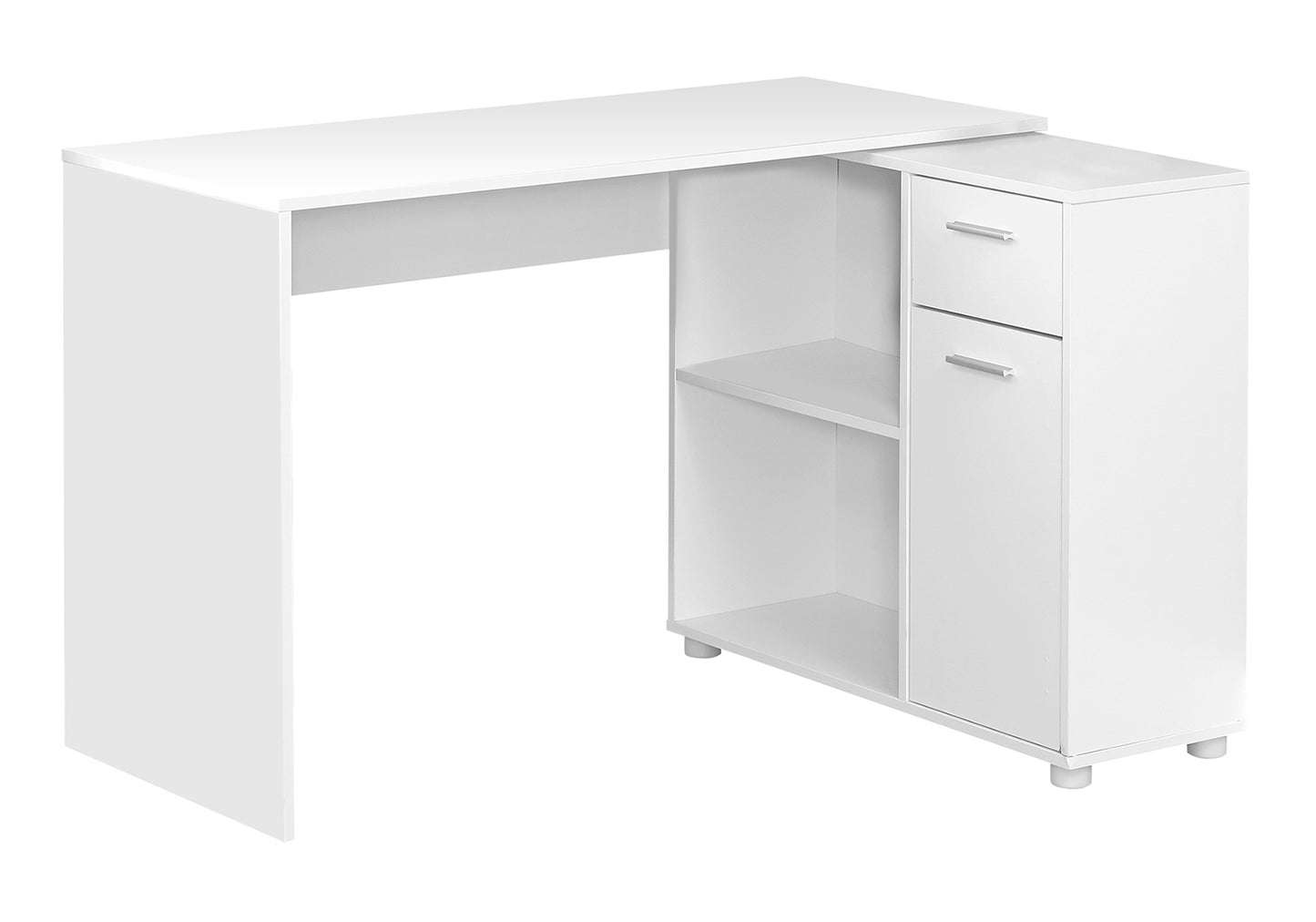 Computer Desk, Home Office, Corner, Storage Drawers, 46"l, L Shape, Work, Laptop, White Laminate, Contemporary, Modern