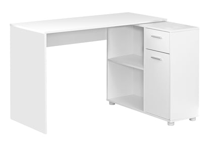 Computer Desk, Home Office, Corner, Storage Drawers, 46"l, L Shape, Work, Laptop, White Laminate, Contemporary, Modern