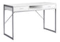 Computer Desk, Home Office, Laptop, Storage Drawers, 48"l, Work, White Laminate, Grey Metal, Contemporary, Modern