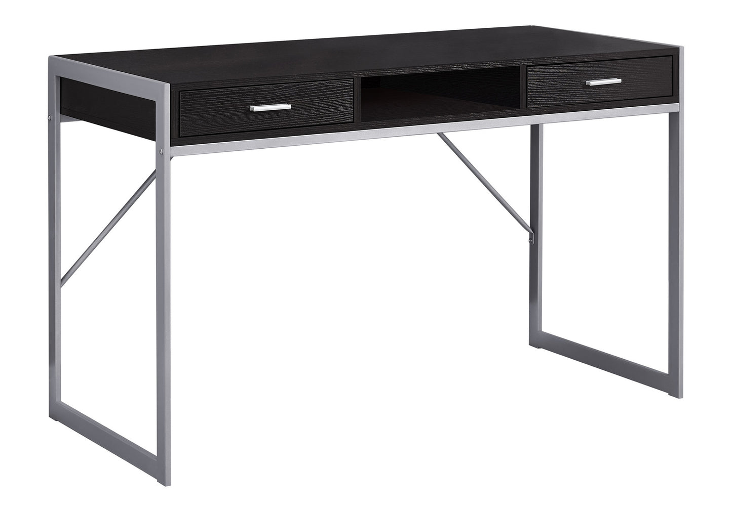 Computer Desk, Home Office, Laptop, Storage Drawers, 48"l, Work, Brown Laminate, Grey Metal, Contemporary, Modern