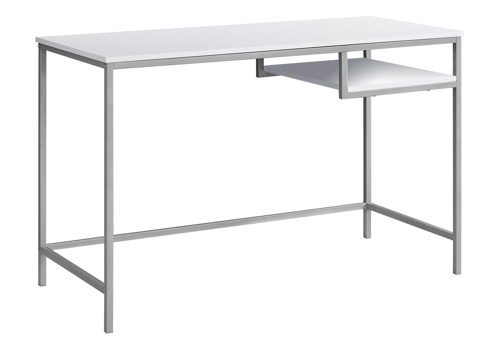 Computer Desk, Home Office, Laptop, 48"l, Work, White Laminate, Grey Metal, Contemporary, Modern