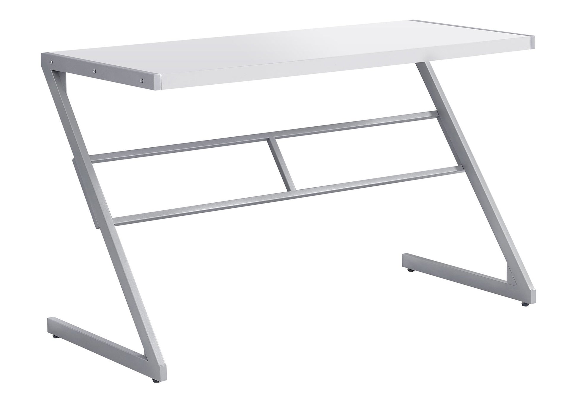 Computer Desk, Home Office, Laptop, 48"l, Work, White Laminate, Grey Metal, Contemporary, Modern