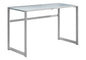 Computer Desk, Home Office, Laptop, 48"l, Work, Frosted White Tempered Glass, Grey Metal, Contemporary, Modern