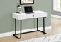 Computer Desk, Home Office, Laptop, Storage Drawers, 42"l, Work, Glossy White Laminate, Black Metal, Contemporary, Modern