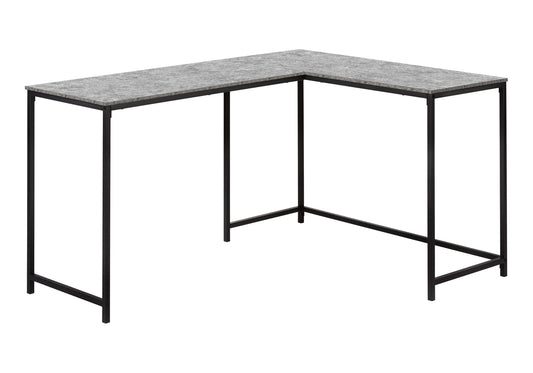 Computer Desk, Home Office, Corner, 58"l, L Shape, Work, Laptop, Grey Laminate, Black Metal, Contemporary, Modern